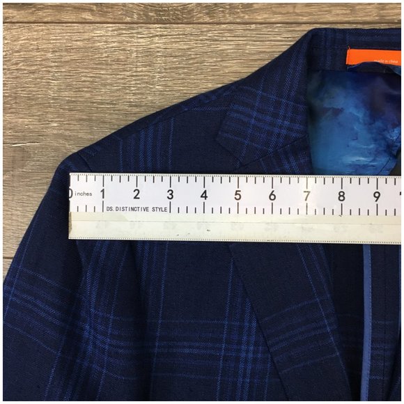 TALLIA Mens Blazer Sport Coat Two Button Casual‎ Jacket Size 38L Linen Blue Suit - Picture 9 of 13